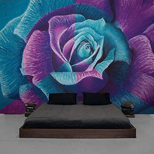 Fototapete 3D Blaue lila Blume 300 cm B x210 cm H Vlies Tapeten Wandtapete XXL Moderne Wanddeko Wohnzimmer Schlafzimmer Büro Flur