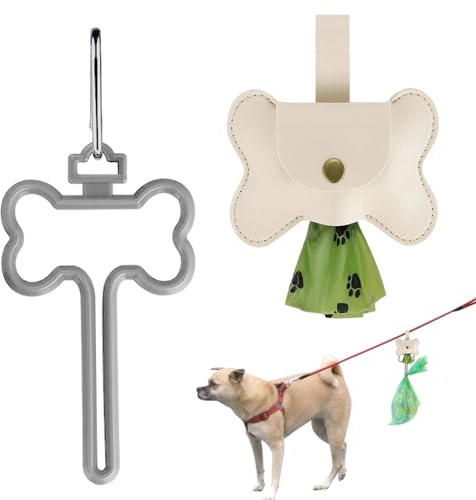 Pacienjo Hundekotbeutelspender,Robuster Abfallbeutelhalter aus Leder | Hundekotbeutel-Träger mit Spender, freihändiger Hundekotbeutelhalter für die Leine