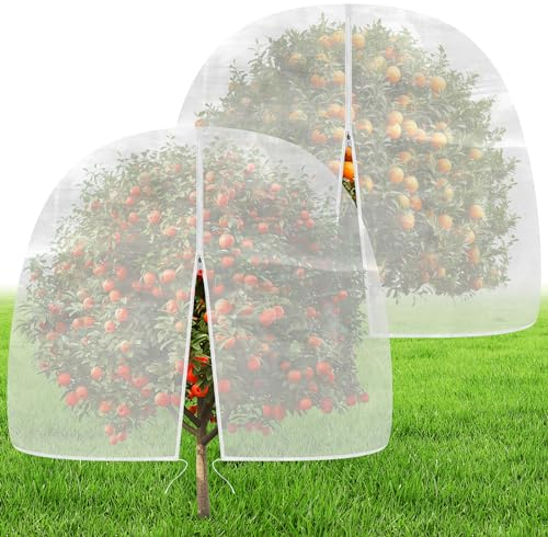 Evoio 6 x 7 pies, arbustos de arándanos, tomates, árboles frutales, jardín, plantas, cubiertas de red con cremallera y cordón, bolsas de red de malla para protección de plantas para flores de árboles