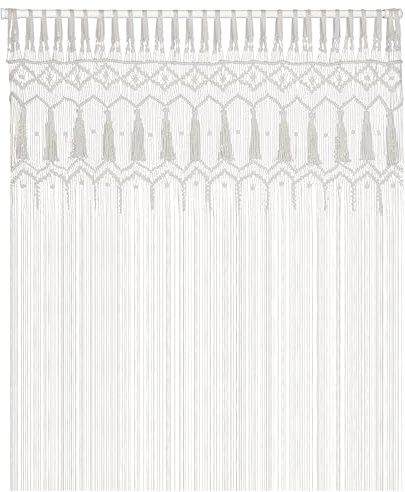 Cozyor Makramee Boho Vorhang Türvorhang Fenstervorhang 132x200cm als Raumteiler, Wandbehang & Deko weiß, für Traubogen, Hochzeit, Wohnzimmer, Schlafzimmer