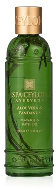 SPA CEYLON Aloe Vera & Pandanus Massage & Bath Oil – Calming Natural Body Oil for Sensitive Skin with Sandalwood, Vetiver & Aloe Vera – Massage, Bath & Body Moisturizer – 100ml