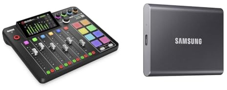 RØDE RØDECaster Pro II All-in-One Production Solution for Podcasting, Streaming, Music Production & Samsung T7 Portable SSD - 2 TB - USB 3.2 Gen.2 External SSD Titanium Grey (MU-PC2T0T/WW)