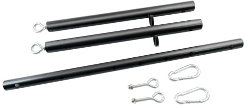 Spreader Bar Black Heavy Duty Stainless Steel Adjustable Bar with 2 Fixed Rings, Yoga Training Fitness Gear, Workout Bar,Sports Gym Kit (Black)