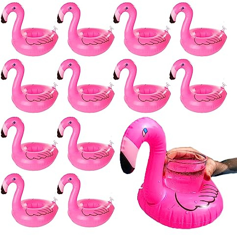 WYRGQIQN 12 Stück Aufblasbarer Getränkehalter, Aufblasartikel, Aufblasbare Getränkehalter für Whirlpool, Getränkehalter für Schwimmbad Strand (Rosa)