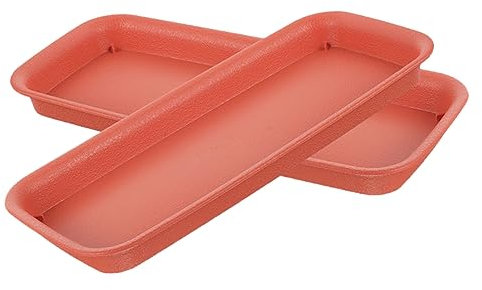 OFFSCH Lot de 2 Soucoupes pour Pots de Fleurs Rectangulaires 40 Cm Brique pour Jardin Intérieur Extérieur Plateau Anti-Fuite Résistance Plastique Solide Drainage Plantes en Pot