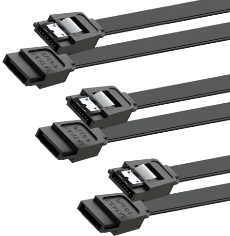 Mbiydeg SATA Cable III for SSD HDD Data,3 Pack 6Gbps Right Angle & Straight 19 Inch Sata Data Cable Sata 3 Cable Compatible for SATA Hard Drive CD Driver, CD Writer,Black