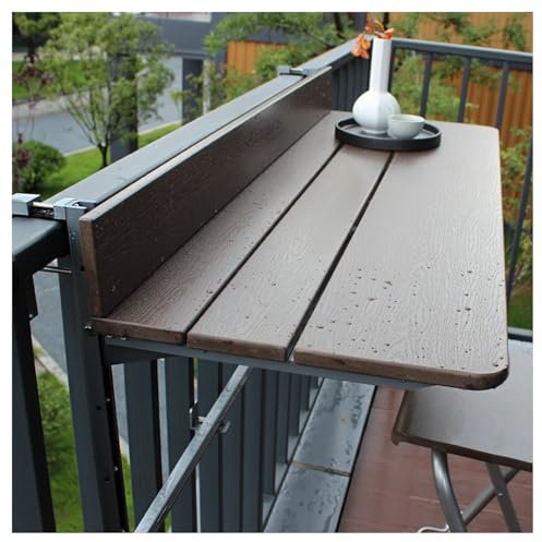 ZXCASDF Hängetisch für Balkongeländer，Balkontisch zum Einhängen,Balkonhängetisch Klappbar,Balkontisch zum Hängen,wetterfest，Beistelltisch Klapptisch mit 5 Höhenverstellbar(L100*W37cm/L39.4*W14.6in)