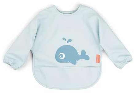 Done by Deer Babero con Mangas Impermeable para Bebe - Babete Manga Antimanchas con Bolsillo Recogecomida y Cierre Ajustable - Fácil de Limpiar - 6-18 Meses - 1 Unidad