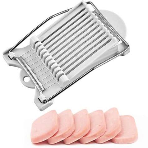 Eierschneider, Profi Eierteiler Schneiddrähte aus Edelstahl Spülmaschinenfest, Stable Eischneidewerkzeug aus Aluminium Eierschneider für runde und ovale Eier Schneiden Silit Gitter (Weiß)