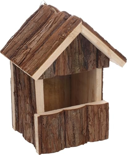 Nichoir Oiseaux Exterieur - nichoir mesange - 15,5x13x20cm - en Bois Naturel - Offrez Un Refuge Sûr et Durable à Vos Amis à Plumes - Flamingo Nichoir Gancha Naturel