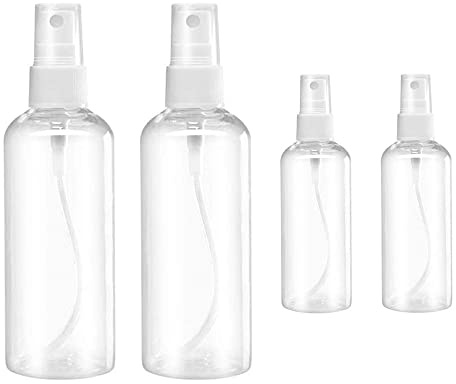 HAALII Liten sprayflaska, sprayflaskor, klar tom fin dimma plast mini reseflaska set, liten påfyllningsbar behållare, 2 x 50 ml, 2 x 100 ml