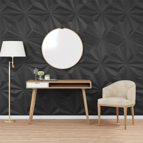 ShGaxin Wandpaneele 48 STK. Schwarz 50x50 cm EPS 12 m² Stern, Deckenpaneele, Wall Panel, Wandverkleidung, Wandgestaltung, Dekorative Wandpaneele, Wanddeko