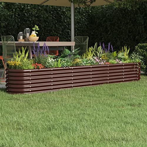 Somanki Hochbeet Pulverbeschichteter Stahl 260x40x36 cm Braun, Palettenrahmen, Hochteich, Gemüsebeet, Kräuterregal Balkon, Blumenbeet, Kräuterspirale, Tomatenbeet, Pflanzhochbeet - 318880