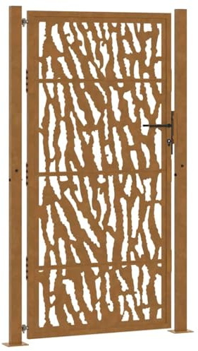 vidaXL Gartentor 100x175 cm Wetterfester Stahl Spurendesign, Zauntor, Outdoor Tor, Eisentor, Sicherheitstor, Einfahrtstor, Metall Zauntor