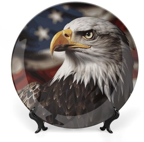 HETVBNS Assiettes décoratives personnalisées en porcelaine anglaise avec support de présentation - Décoration murale à suspendre - 20,3 cm