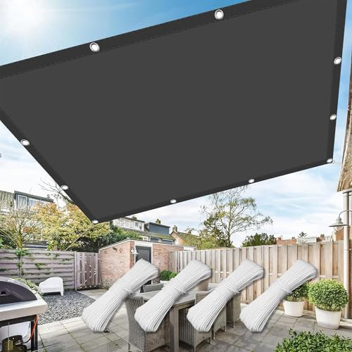 Vela Ombreggiante 200 x 600 cm Anti UV 98% Parasole Vele Ombreggianti Rettangolare Anti UV Antivento con Occhielli con Fune per Esterno Gazebo Piscina Campeggio, Grigio Scuro