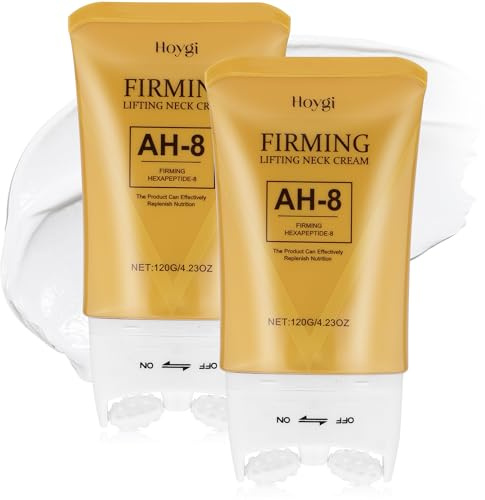 VRAIKO HOYGI AH-8 Crème raffermissante pour le cou Guasha 2 en 1 avec applicateur à rouleau, pour peau saggy, double chin, lifting du visage, 120 g (2 PC)