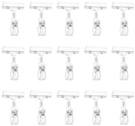 testyu 15 Pièces Porte Etiquette Prix Rotatif, Pince Etiquette en Acrylique, Etiquette Prix Boucherie Plastiques Rotatives pour Cartes, Socle Étiquettes Boulangerie