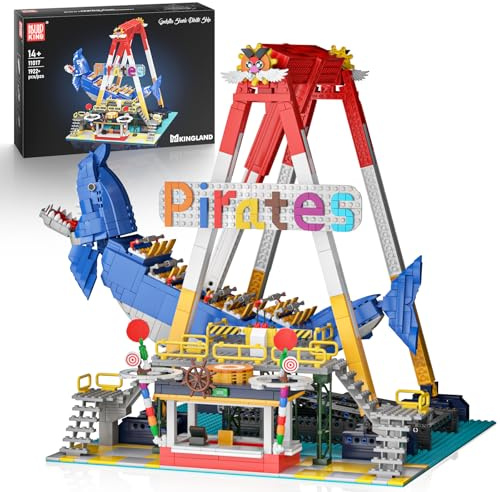 Mould King 11017 Vergnügungspark Bauspielzeug Elektrisch Schwingen Piratenschiff Klemmbausteine MOC Corsair Bausteine Modellbausatz Karneval Bausatz Kompatibel mit Andere Marke(1922 Teile)