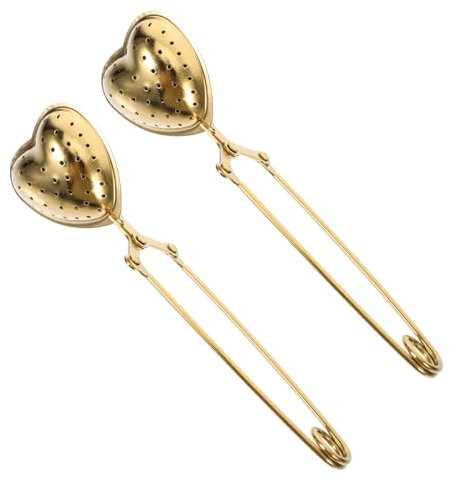 HOLIDYOYO 2pièces Infuseur à Thé Coeur Acier Inoxydable Doré Lot De Filtres Réutilisables Pour Feuilles Et Épices Accessoire Pratique Et Élégant Pour Maison Et Tea Party