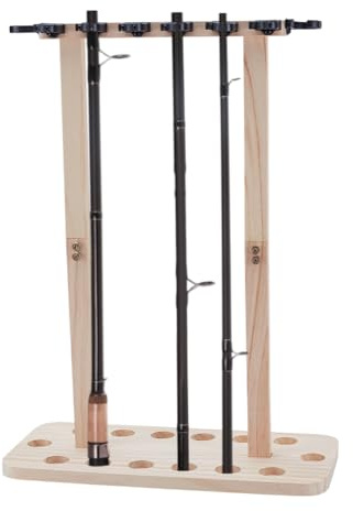 UNICRAFTALE - Soportes de almacenamiento para cañas de pescar, con capacidad para contener hasta 14 bastones de madera, soportes de cañas de pescar, montaje en techo, organizador de cañas de pescar