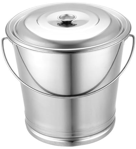 Stainless Steel Bucket with Lid, 8L Stainless Steel Compost Bin, Large Capacity Food Storage Containers, Portable Metal Bucket with Handle for Rice Flour Grain