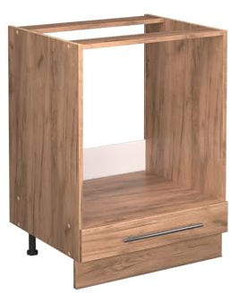 Vicco Herdumbauschrank Fame-Line, Goldkraft Eiche, 60 cm | ✓ Backofennische · Ohne Arbeitsplatte · Höhenverstellbare Füße · Metallgriffe · Einfache Integration ✓