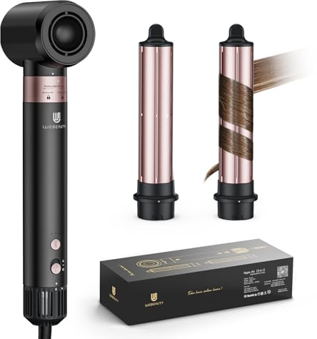 webeauty 3 in 1 Airstyler,110,000 GIRI/MIN, 20M/S Asciugacapelli Ad Alta Velocità,200 Milioni di Ioni Negativi Phon Capelli Con Air Arricciacapelli Automatico Per Un'Asciugatura Rapida e Ricci
