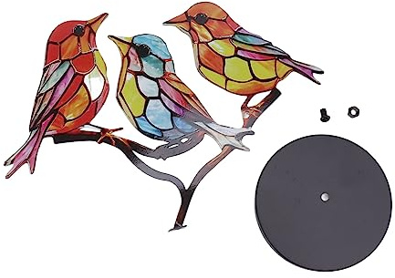 ANKROYU Ornamenti del desktop di uccelli su ramo in ferro a doppio dipinto di uccelli colorati tavoletta ornamento per la decorazione interno Home Office (3 uccelli (direzione opposta)