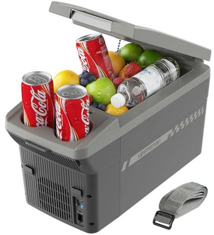 Upstreman 11 Liter Kühlbox Auto mit Gurt, 12/24V 230V, Kühlbox Elektrisch Kühlt und Wärmt, Thermo-elektrisch für Auto, LKW, Boot, Wohnmobil und Steckdose, AR11