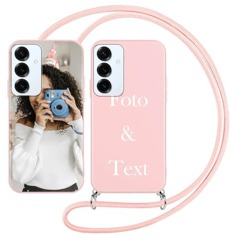 Yoedge Handykette Personalisierte Handyhülle für Samsung Galaxy S25 FE 5G Rosa Hülle mit Band Kordel 6,7, Selbst Gestalten mit Foto Bild Text Schutzhülle Cover für Samsung Galaxy S25 FE 5G Case