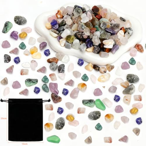 XRVRILE 500g Bunte Mini Edelsteine 9-12mm, Trommelsteine, Kleine Edelsteine, Halbedelsteine Mischung, Glassteine Bunt, Deko Steine für Pflanzen, Vasen, Basteln