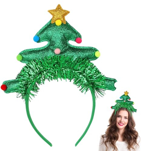 DIELIANHUA Weihnachts Haarreif, Weihnachtsstirnband, Haarreif Weihnachten, Weihnachtsbaum Haarreifs, Weihnachts Kopfschmuck, Weihnachten Stirnband für Kinder Damen Geburtstag Party Cosplay Karneval