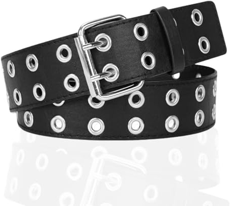 EYWILYWI Doppelösen Gürtel, PU Leder Punk Goth,Hip Hop Rock Gürtel für Frauen Männer Jeans Hosen
