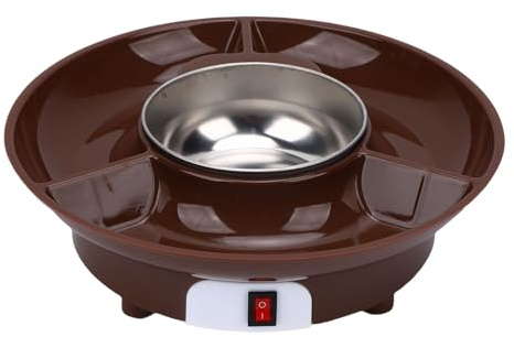 Asixxsix Fondue di cioccolato elettrica, 10oz ciotola di fusione con vassoio rimovibile di 3 sezioni, Multiuso cioccolato melting pot per formaggio sciolto, cioccolato o dessert (Spina europea 220