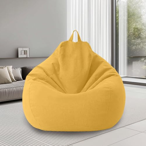 bechoanigel Poltrona Sacco XL, Bean Bag Con Manico, Pouf Sacco Adultes, Solo Rivestimento (Senza Imbottitura) Per Poltrona Pouf, 100 x 120 cm (Giallo) | 100 x 120 cm Bean Bag con manico per adulti / Kinder, fodera per pouf per camera da letto, soggiorno, esterno