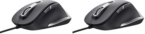 Trust Fyda Souris Filaire, Conception Durable, 600-5000 DPI, 6 Boutons, Câble USB 150cm, Souris Ergonomique avec Fil pour PC, Ordinateur Portable, Macbook, Mac, Bureau - Noir (Lot de 2)