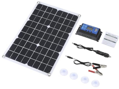 Chargeur de batterie solaire de voiture 20W 15V, Chargeur de panneau solaire portable étanche, Chargeur de maintenance solaire IP65 avec pinces crocodile pour voiture, bateau, camping-car, moto