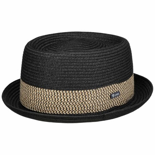 Lipodo Valeno Pork Pie Strohhut Uni einfarbig Made in Italy Herren Frühling Sommer
