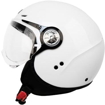 BOSERMEM Motorradhelm, ECE 22.06-Zertifiziert, HD-Visier, ABS-Schale kombiniert mit EPS-Pufferschicht zum wirksamen Schutz der Kopfsicherheit(Weiß, M=57-58CM)