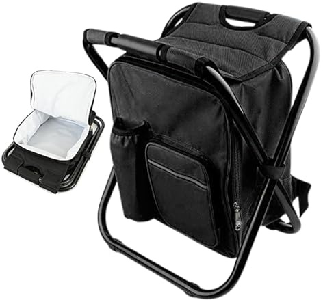 Xmccvt Sgabello Pieghevole Portatile per Campeggio | Seduta da Esterno con Borsa Termica Isolante - Sedia Pieghevole Outdoor Con Borsa,per Viaggi, Escursionismo, Pesca, Spiaggia, Giardino e Balcone