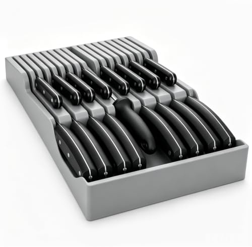 VZXZXE Messer Organizer Schublade Zweistufiger, Platz für Messer für Schublade, Schubladen-Organizer & Küchenhelfer für Schubladen Arbeitsfläche Küche Büro Werkstatt