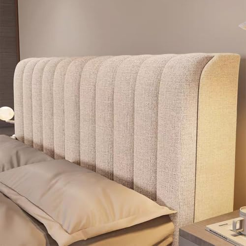 TLMQYXZE Copritestata Letto Copertura Cotone E Lino/Copri Testiere Letto Matrimoniale Imbottito,Elasticizzato Morbido Tessuto Universale,per Testiera Letto Ferro Battuto/Legno/Pelle(Beige,150x60cm)