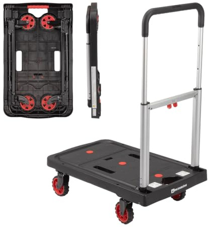 Werkzeugkönig Premium Plattformwagen flach klappbar bis 150kg Tragkraft | Extra Robuste Transporthilfe mit schnellem Sekunden-Aufbau: Extrem kompakt & ultraflach zusammenklappbar für jeden Kofferraum