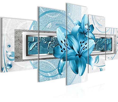 Runa Art Murali Da Parete Fiori Gigli 5 Pezzi Quadro Tela Non Tessuta Decorazione Soggiorno Abstract Figures Blu 209752b