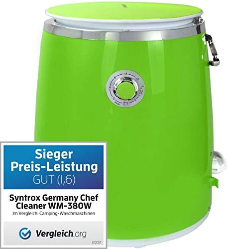 Syntrox Germany WM-380W Machine à laver avec essoreuse pour le camping Mini machine à laver (Bleu) 3 kg