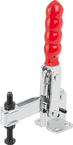 KIPP Schnellspanner vertikal mit waagrechtem Fuß - M8x60 - Kniehebelspanner für Werkbänke, Maschinenbetrieb und Schweißarbeiten - Anti Rutsch Klemmspanner - L= 110,2mm - 1 Stück