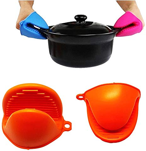 Presine Silicone da Cucina per pentole Guanti da Forno Resistenti al Calore Antiscivolo - Confezione 2 Pezzi Arancio Visto in TV - Idea Regalo Natale e Compleanno
