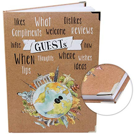 Logbuch-Verlag Libro degli ospiti vuoto con titolo inglese – Internazionale – Vuoto ospiti libro marrone colorato per critiche lode idee