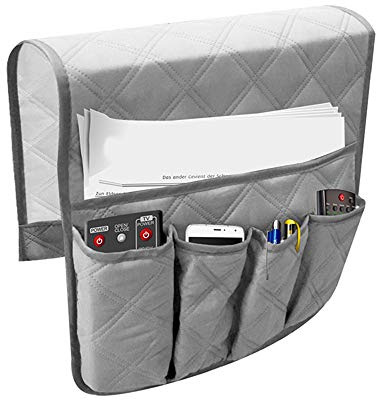 Copiel Armlehnen Organizer,Wasserdichte Platzsparender für Couch oder Sessel Bett Storage Tasche TV Fernbedienung Halterung für Handy, Buch, Zeitschriften, Bleistift(Grau)